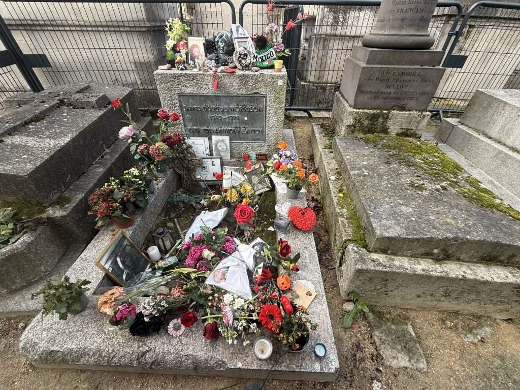 Jim Morrison Grave In Famous Paris Cemetery Pere Lachaise Paris France