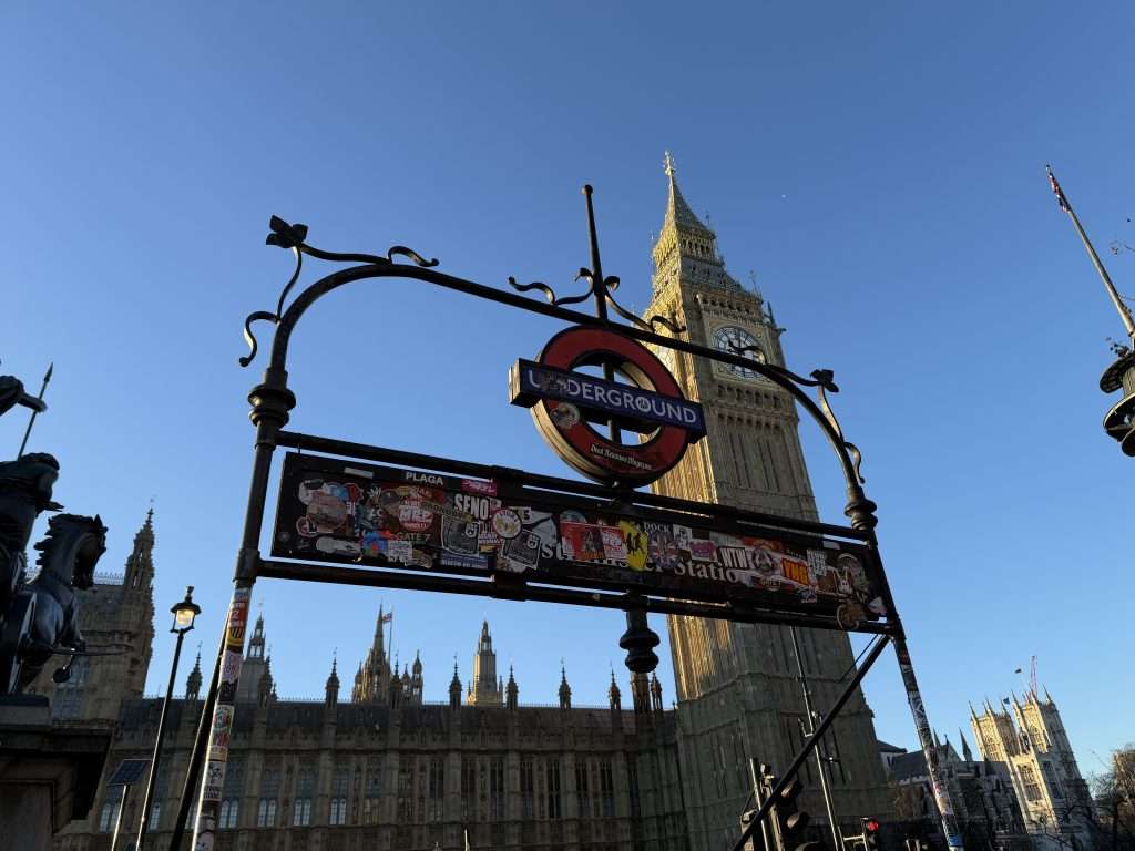 Westminster Tube Stop Sign In London England