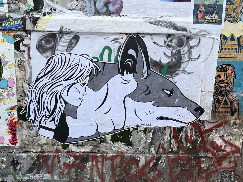 Girl and Fox Street Art London England UK