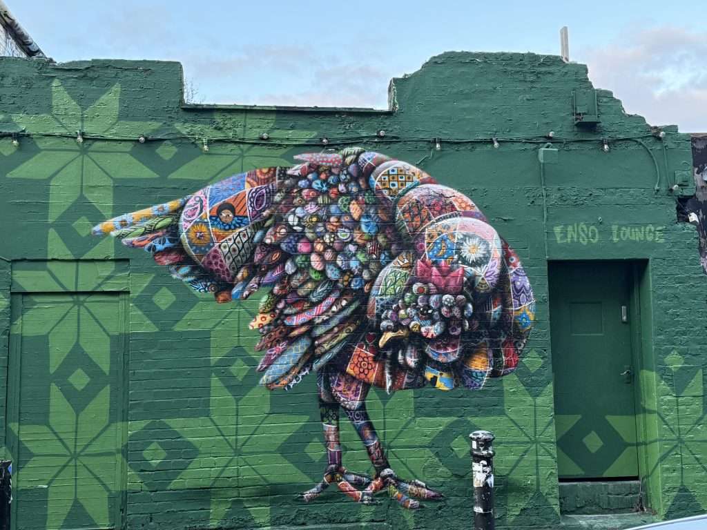 Enso Lounge Colorful Bird Street Art In London England UK